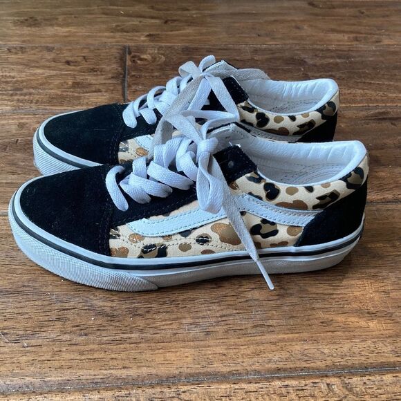 Vans Kids Old Skool Leopard Glitter Sneaker Sz 2.5 - Picture 1 of 10